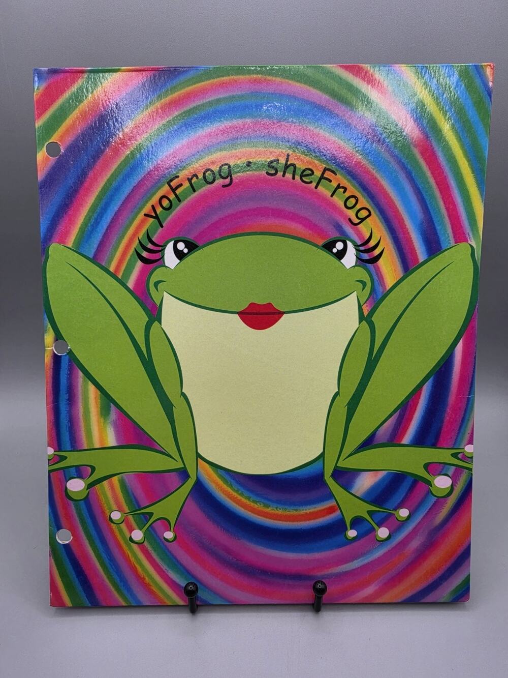 Vintage Neon Rainbow Swirl Frog Pocket Folder Yo Frog She Frog